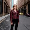 Womens Slim Fit PU Leather Jacket Short Motorcycle Style Zip Snap Button 2025