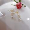 Natural Freshwater Pearl Stud Earrings Women's S911 Silver Needle Long Niche Temperament Versatile Design High-end Pendant Earrings