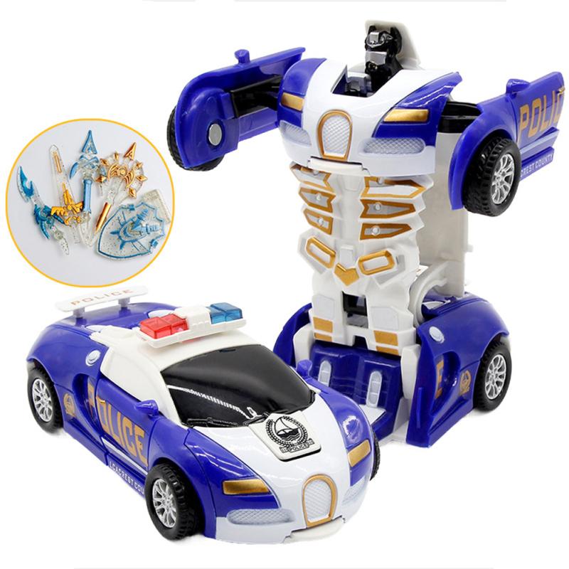 

Children Inertia Deformation Car Model Toy Impact Transforming Robot Toys Birthday Gifts For Boys Bugatti Police Car A синій