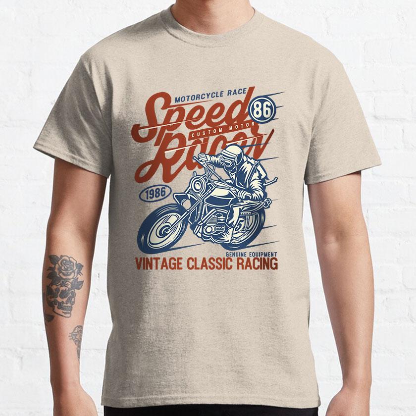 Speed Racer Vintage Classic Motorcycle Racing Genuine Equipment Motor Bike Printed T Shirt 100% Cotton  Plus Size Men's Clothing
