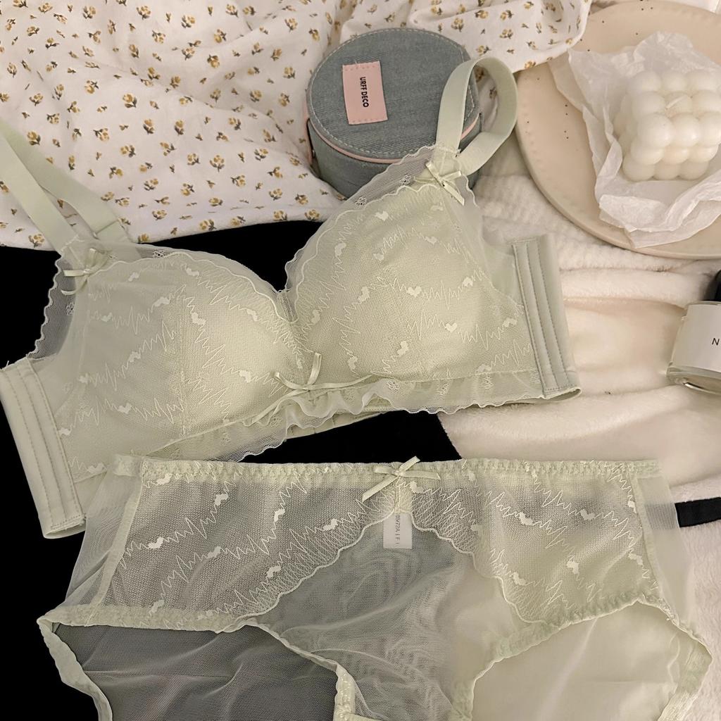 New Japanese Lace Underwear Women's Suit, Small Breasts Gathered, No Steel Ring, Upper Support, Anti-drop Adjustment Type, Comfortable Bra Cover