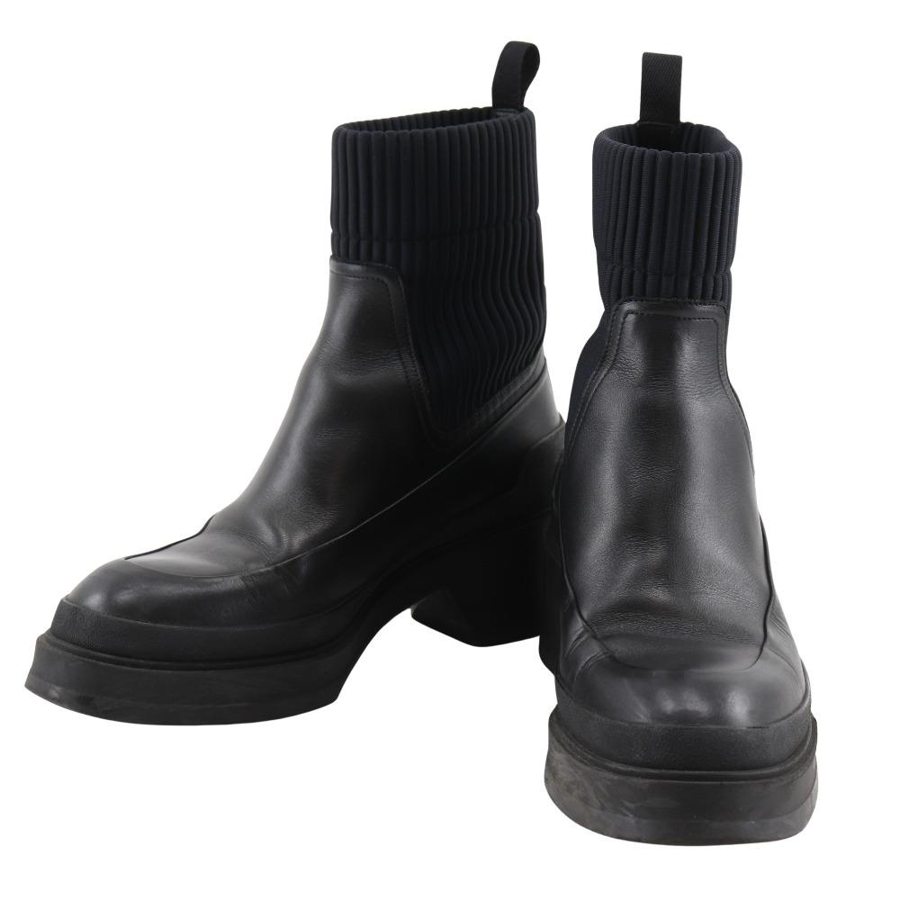 

HERMES Ribbed ankle short boots boots 192095Z VADROUILLE Vandal black Calfskin Women Used