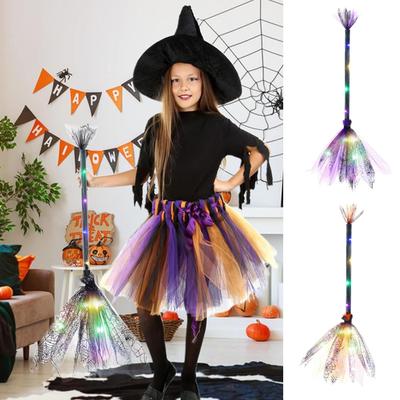 Miotła Czarownicy Miotła dla Dzieci Halloween z Lampkami LED Rekwizyty do Cosplay Akcesoria do Kostiumu Czarownicy Rekwizyty Cosplay