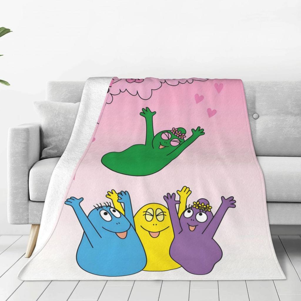 Custom Funny Cartoon Barbapapa Wallpaper Blankets Warm Flannel Throw Blanket For Sofa Office Bedspreads
