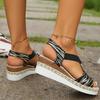 Women's Wedges Sandals  Summer Snake Print Platform Sandals Gladiator Shoes Woman Comfort Casual Med High Heels Sandals