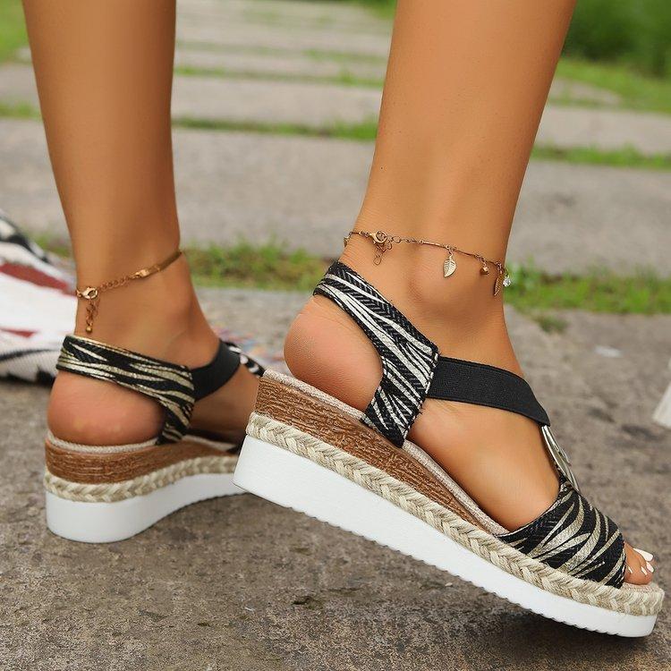 Women's Wedges Sandals  Summer Snake Print Platform Sandals Gladiator Shoes Woman Comfort Casual Med High Heels Sandals