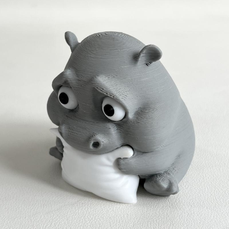 Endearing Hippo Figurine With Emotional Expression Study Desk Decorative
