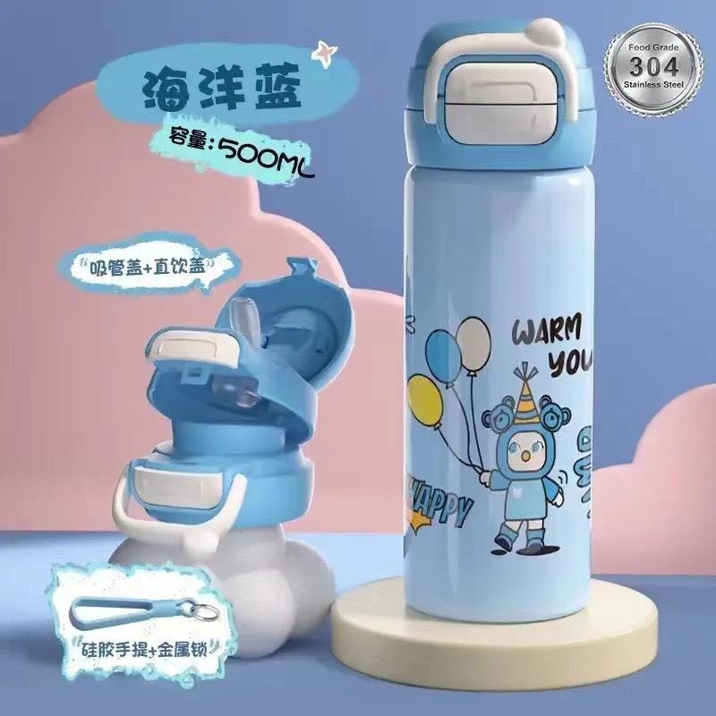 Water bottle thermos cup student adult stainless steel cover cup food grade portable sealed water cup bounce cup outdoor