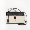 Niche High-End LP27 Women's Luxury Cowhide and Canvas Leather Shoulder Makeup Bag with Large Capacity.
