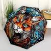 1pc Stained Glass Cat Design Automatic Opening Folding Umbrella with 8-Bone Iron Frame - Portable Outdoor for Fans, Travelers, Everyday Use, Festive G