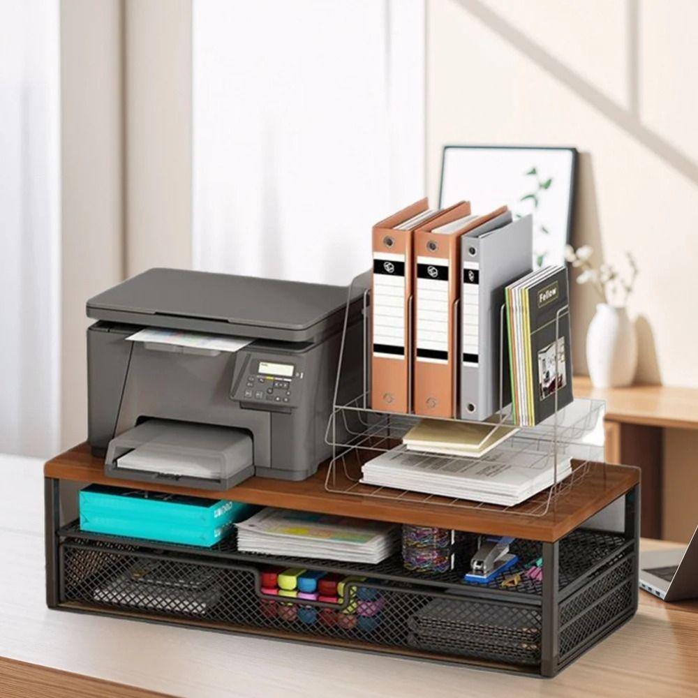 With Drawer Desk Monitor Riser 2-Tier Design Pull Out Storage Drawer Computer Desk Organizer Home