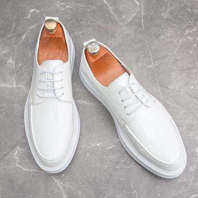 Fashion Designer Luxury Men Patent Leather Shoes Black White Loafers Slip On Formal Men Dress Shoes Wedding Office Casual Shoes For Men