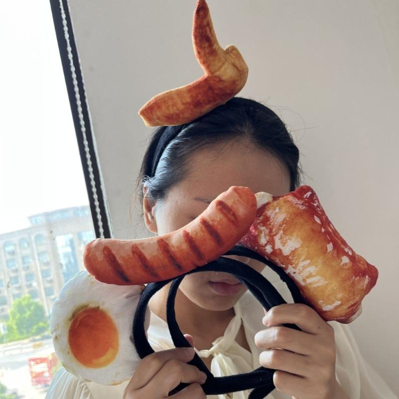 Unique Food Shaped Stretchy Headpiece With 3D Fried Chicken Vegetables Ice Cream Particulars For Costume Parties Daily Activities