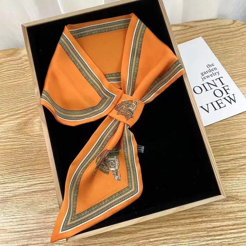 Luxury Brand Skinny Neckerchief Scarf For Women Satin Silk Ribbons Bandana Ladies Neck Tie Wrist Wrap Shawl Echarpe