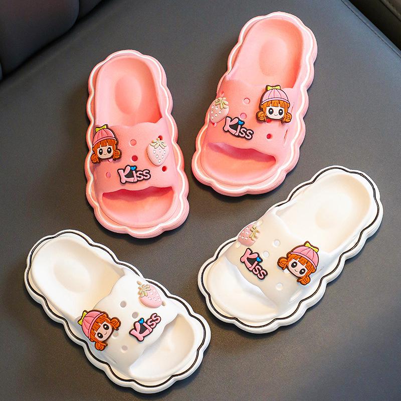 TWINFLAMES New Girls Boy Slippers Summer Cartoon Indoor Soft Bottom Non Slip Home Kids Non Slip Sandals