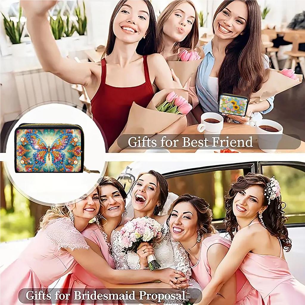 2pcs Animal Pattern Diamond Painting Compact Coin Purse DIY Diamond Painting Art Kit ID Storage Bag for Holiday and Everyday Use