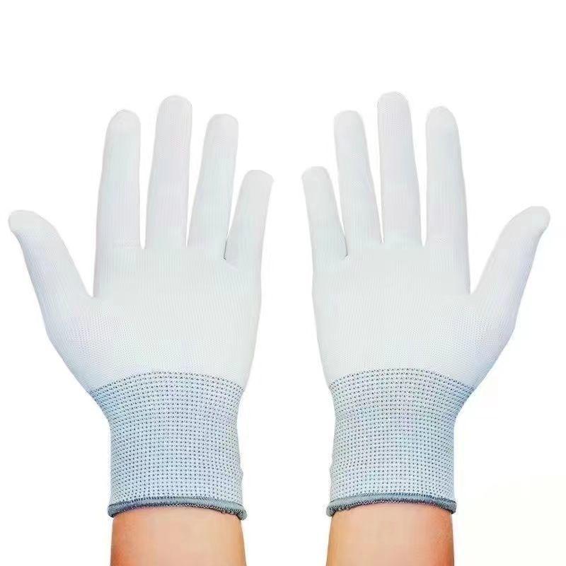 Anti-Static Nylon Work Gloves - Pure White, Labor Protection, Free Shipping