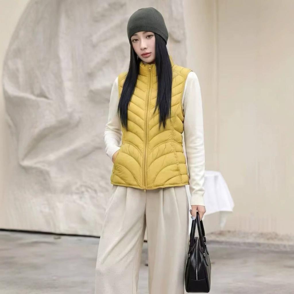 New light and thin short women's down vest liner waistband stand-up collar duck down small waist casual fashion coat