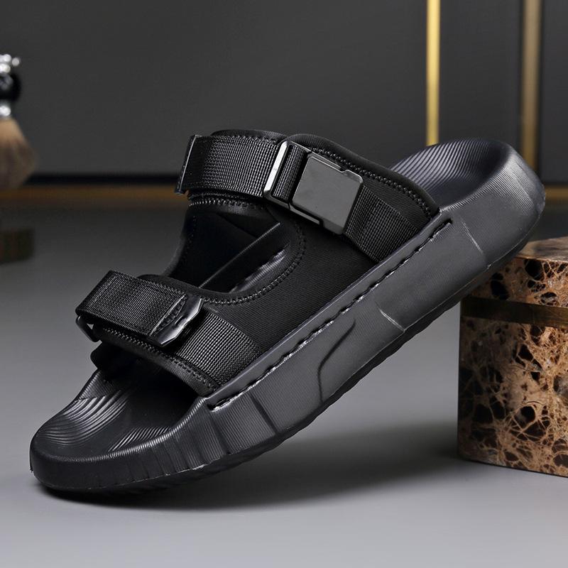 Fashion Spring Summer New Designer Slippers for Men Black Thick Soled Beach Shoes Male Wear-resistant Breathable Casual Men's Flip-flops