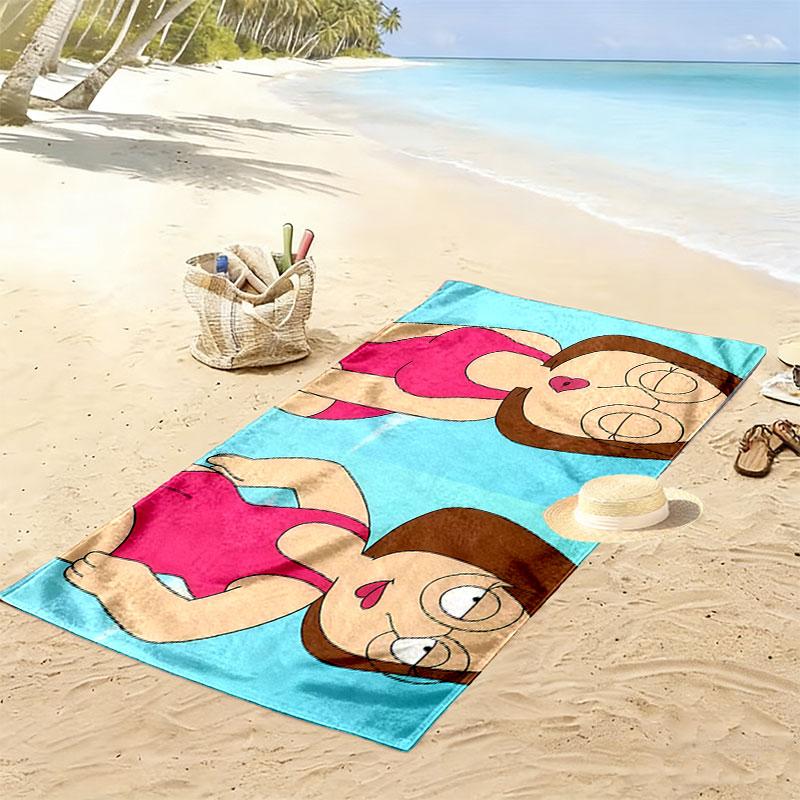 Meg Griffin Print Beach Towel, Large Soft Quick Dry Towel for Beach Camping Swimming