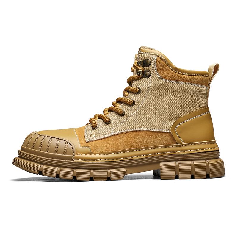 Fashion Outdoor Leather Mens Slip On Boots Platform Shoes Luxury Brand Men Winter Plush Snow Boots Fashion All-match Men Motocross Boots