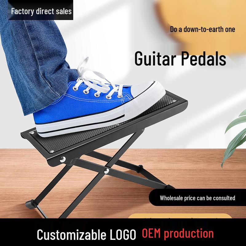 Adjustable Wooden Guitar Footrest with Non-Slip Thickened Pedal and 6-Level Height Settings