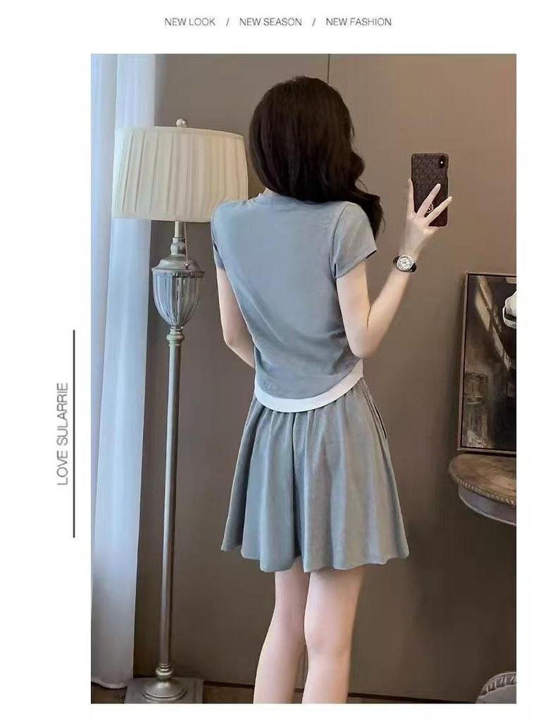 2025 Women's Summer Casual Sportswear: Short Sleeve Top & Skirt Set