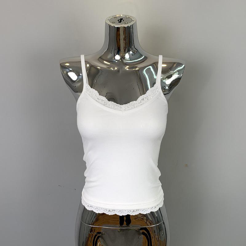 

Южная Корея Тондэмун утягивающий топ с кружевной отделкой для женщин One Size белый