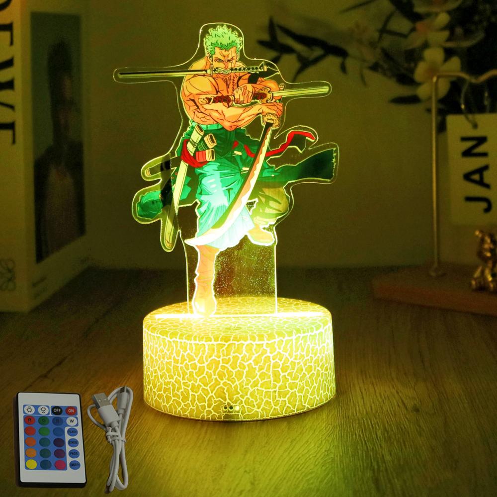 Actionfigur One Piece Luffy Zoro Anime Figuren 3D Lampe PVC Action Sammlermodell Spielzeug LED Nachtlicht Kinder Weihnachtsgeschenk