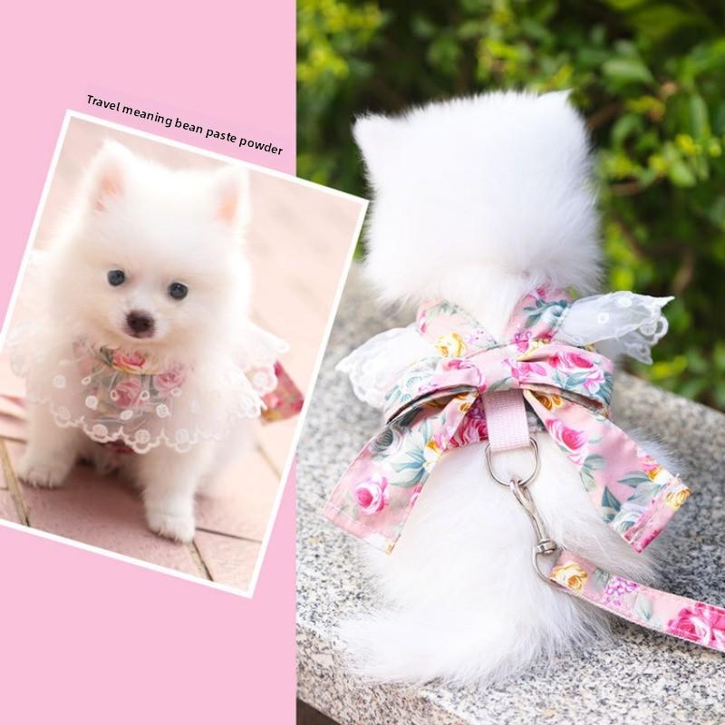 Sweet Dog Cat Pet Supplies Clothes Cat Leashes Bows Dog Chest and Shoulder Straps Dog Walkers