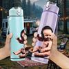 1PC Sitting Baby Cartoon 750ml Sports Water Bottle Leakproof Straw Lid Outdoor Office Home