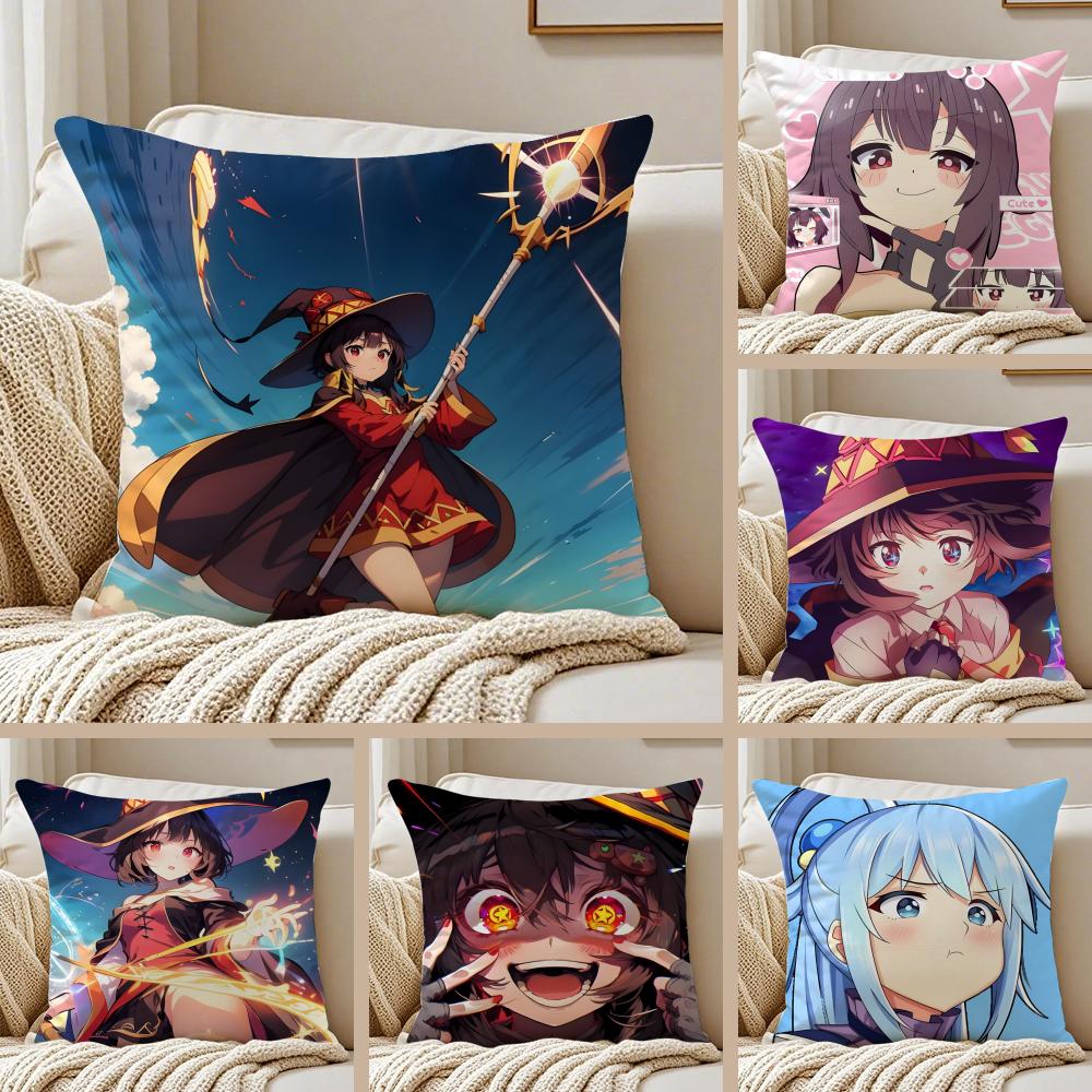 Anime ComedyFantasy KKonosuba Cushion Cover Pillowcase Antidustmite living Room Sofa Decor Cushion Room