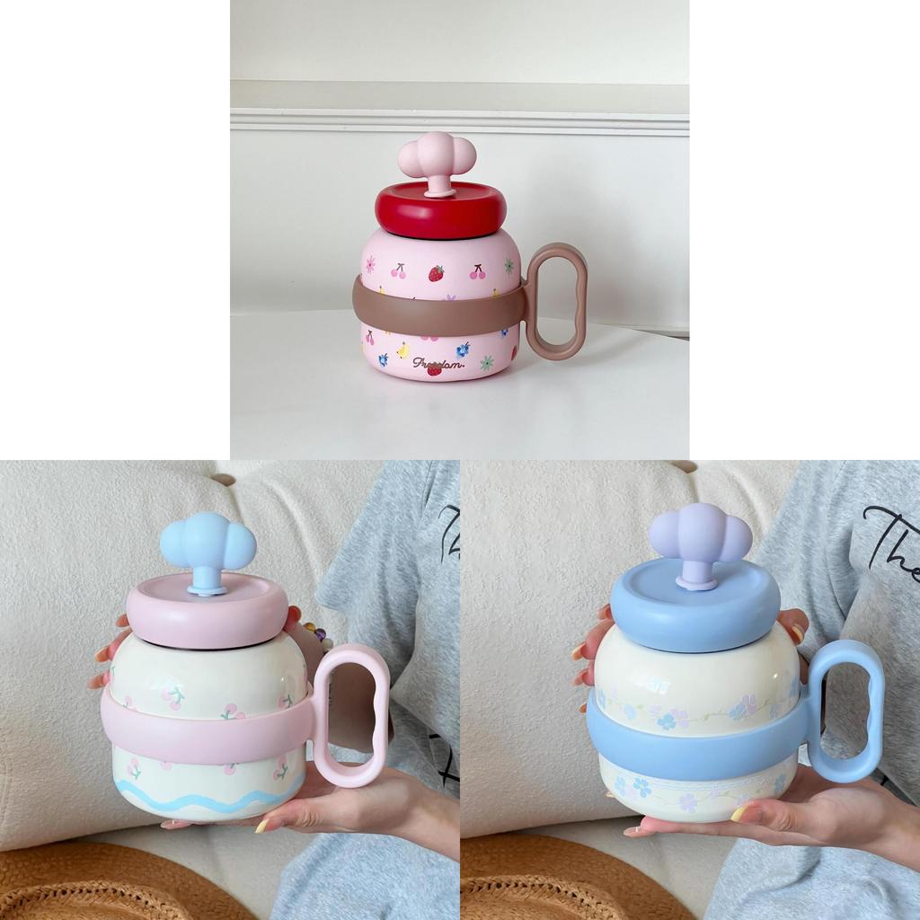 Cat Cartoon Insulated Travel Mug With Ceramic Inner And Leakproof Lid For Office Use