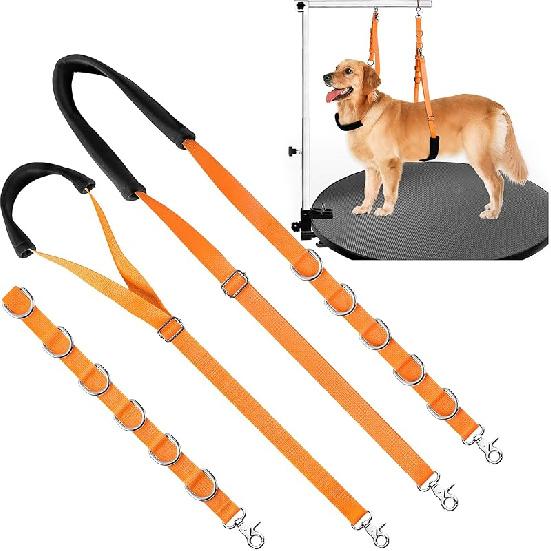 Dog Grooming Belly Strap - Dog Grooming Loops for Table Arm Extender with Clamp Extension Loop Bathing Restraint Leash No Sit Haunch Holder for Small