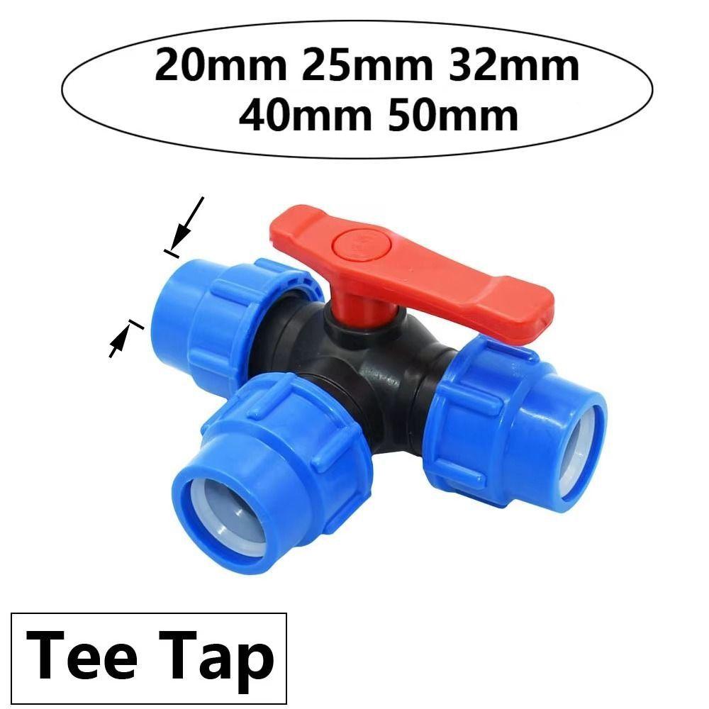 Irrigation 3-Way Ball Valve Plastic Water Pipe Fittings T-type PE Pipe Faucet Diverter  Garden