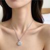 S Copper Cz Jewelry Set, Round Halo Cubic Zirconia Ring Necklace Earrings Set For Women Wedding