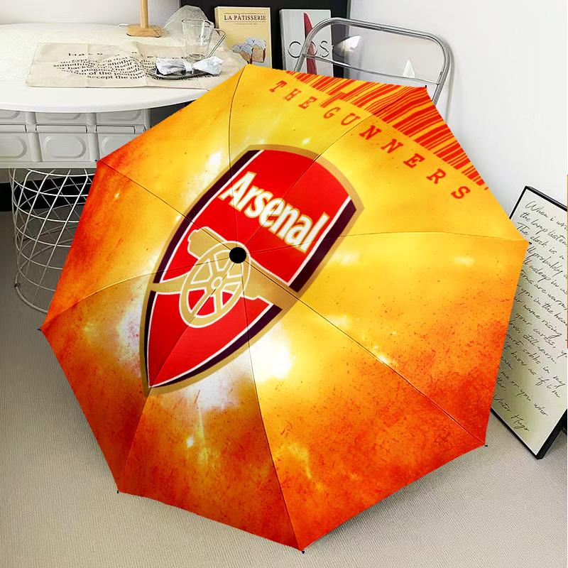 Arsenal Football Club Crest Automatic Folding Umbrella - 8-Rib Travel Umbrella with Auto Open/Close & Portable Gifts for Holidays or Birthdays