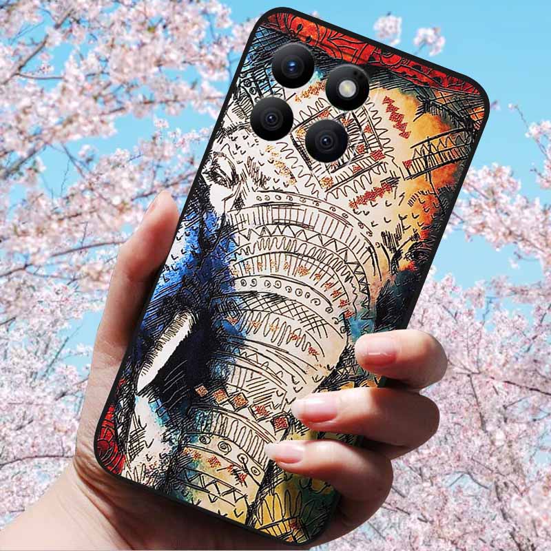 

3D Relief Embossed Retro For X8c / X8b / X8a / X6b Case Black Silicone Back Cover Case for Honor X8c /X8b Relief Case Honor X6b Honor X8a