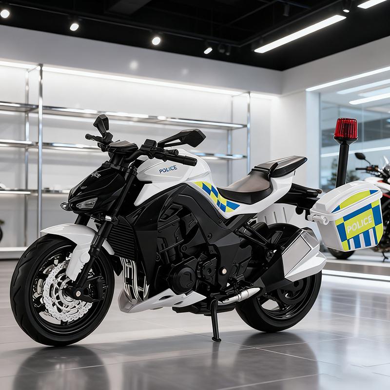 1:12 Z1000 Politie Legering Spuitgiet Motorfiets Model Voertuig Collectie Geluid En Licht Off Road Autocycle Speelgoed Auto