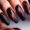 24 Stück Ballett-Falschnägel mit goldenen Linien, schwarze, kurze Sarg-Falschnägel für Damen, minimalistischer Stil, tragbare Press-on-Nagelspitzen