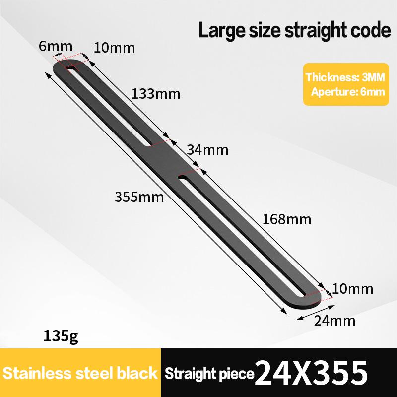 1ks Nerezový pravoúhlý držák Černý/Stříbrný Zesílený 180stupňový Plochý Pevný Držák Konektor Nábytkový Držák