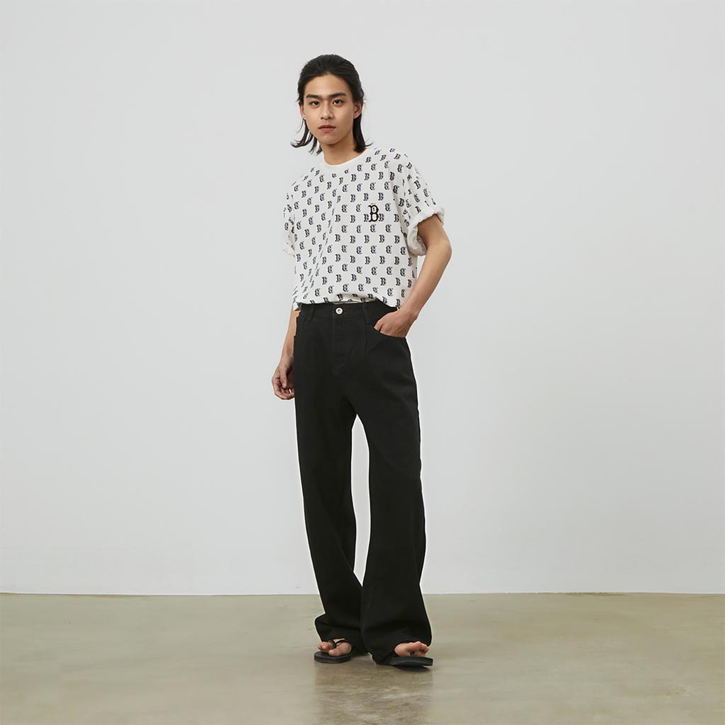 New MLB MONOGRAM Reading Collection SS24 T Shirt Unisex Cream 3ATSM0243-43CRS