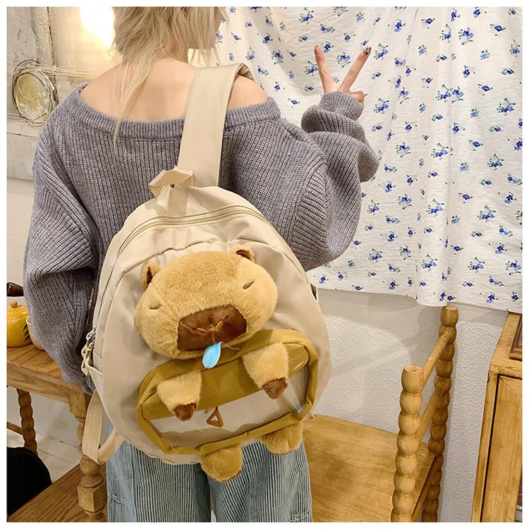 Capybara Snot Plush Backpack With Adjustable Shoulder Straps And Large Capacity