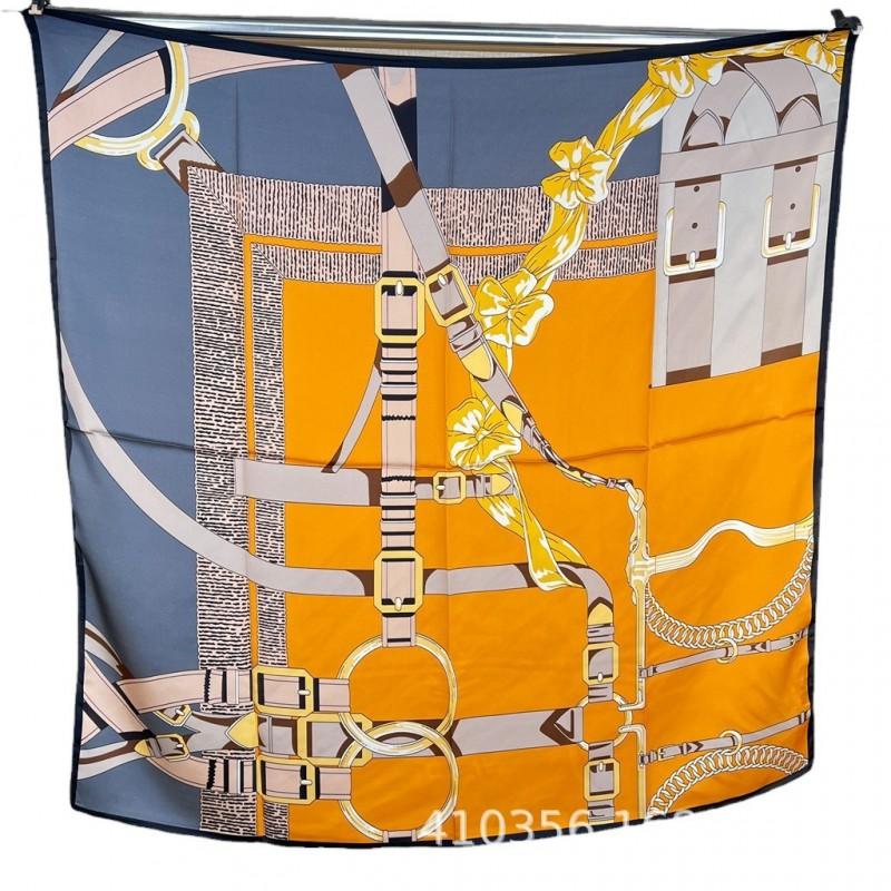 Unisex Silk Scarf 90cm Square Sun Protection Fashion Office Style