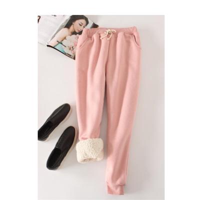 Women Trousers Warm Thick Velvet Cashmere Harem Pants Women Elastic Waist Sweatpants Fleece Pants