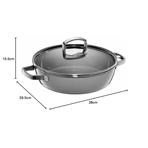 WMF FusionTech Mineral Roaster PL (Platinum) 28cm Double-Handled Pot, Induction and Gas Compatible, Waterless Cooking, Made with Mineral Materials Der