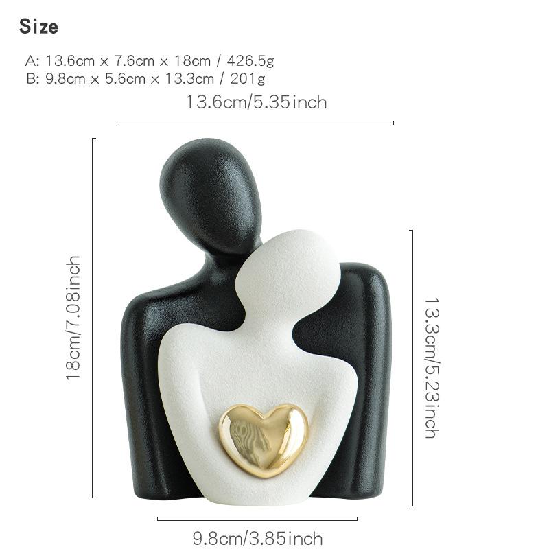 Ceramic Abstract Simple Character Decoration Creative Hugging Couple Figurine Modern Home Desktop Living Room Bookshelf Ornament