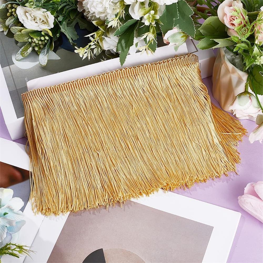 6-inch sewing fringe trim, 10-yard polyester gold tassel chain trim, DIY clothing lights and pillow decoration