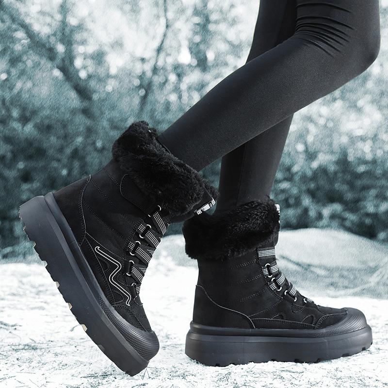 TUINANLE Winter Schneestiefel Damen Baumwollschuhe Verdickte Rutschfeste Plüsch-Knöchelstiefel Weiche Sohle Warme Outdoor-Schuhe