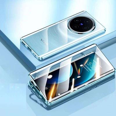 Vivo X200 X100 X100S X300 X90 Y500 Pro Ultra için Metal Çerçeveli Çift Taraflı Temperli Cam Tam Lens Korumalı Kılıf Telefon Tamponları
